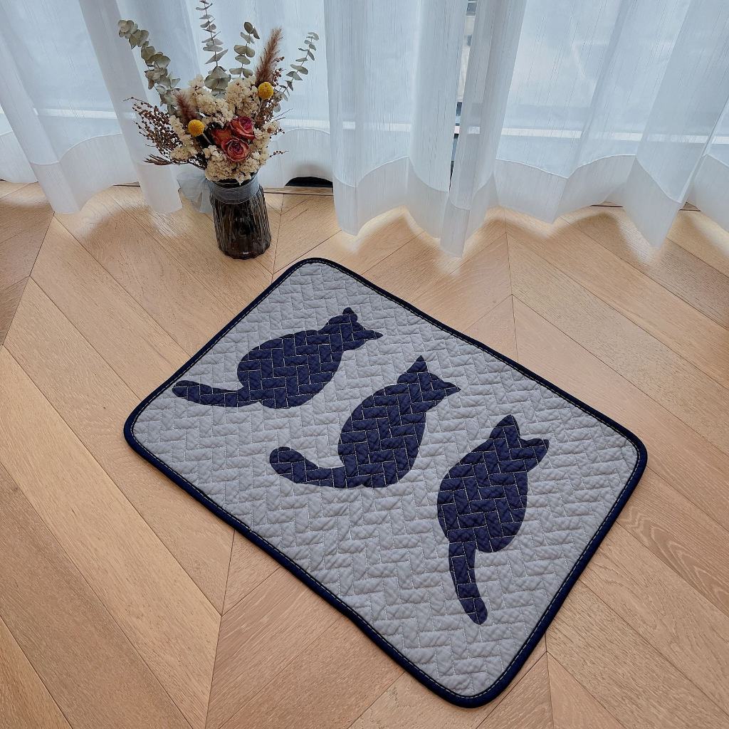 Thảm chùi chân nhà bếp, nhà tắm, thảm cotton 100%  siêu thấm hút, thảm quilt, có lớp trống trượt bên dưới