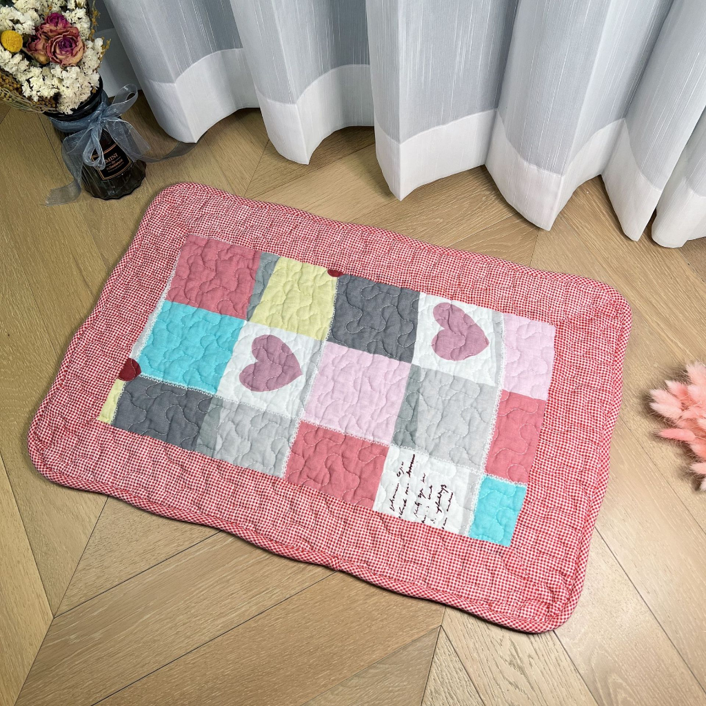 Thảm chùi chân nhà bếp, nhà tắm, thảm cotton 100%  siêu thấm hút, thảm quilt, có lớp trống trượt bên dưới