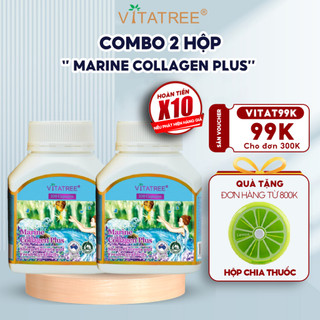 Combo 2 hộp viên uống bổ sung collagen Vitatree marine collagen plus 100 viên giúp trẻ hoá làn da