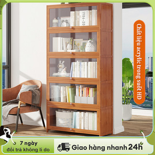 Woodland Tủ sách gỗ kệ đựng đồ tủ tài liệu chất liệu Bamboo chống nước phong cách hiện đại Cửa kính acrylic trong suốt