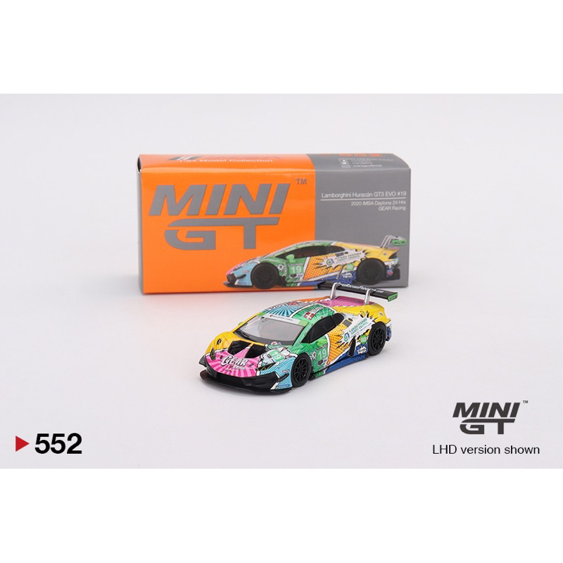 Hobby Store xe mô hình Mini GT #552 Lamborghini Huracan GT3 EVO #19 GEAR Racing 2020 IMSA Daytona - LHD