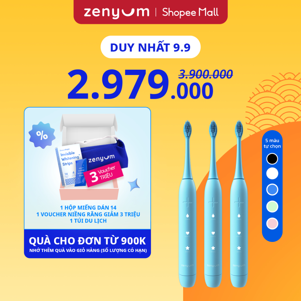 Combo 3 Bàn Chải Điện Zenyum Sonic Cùng Màu