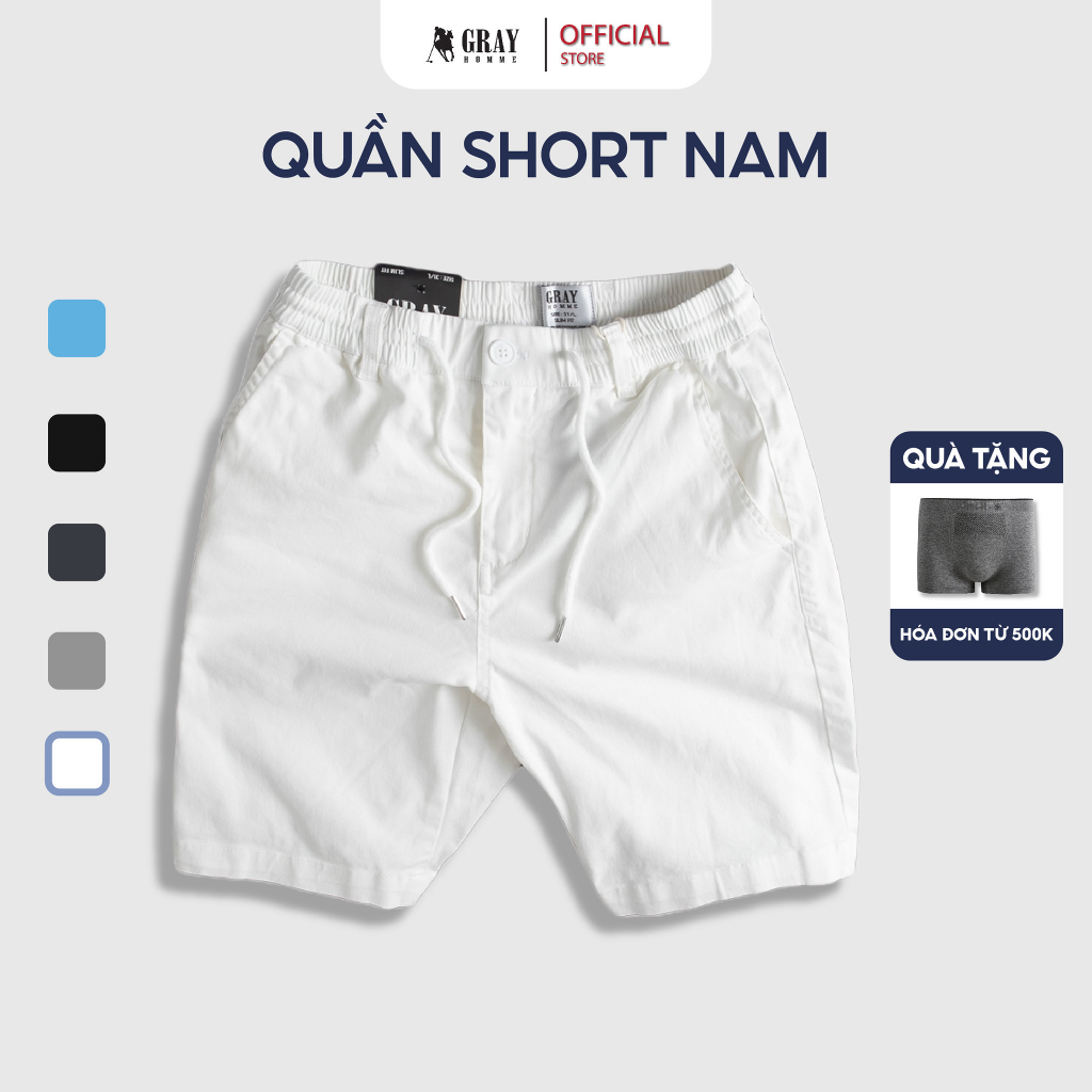 Quần Đùi Nam, Quần Short Nam Cạp Chun GRAYHOMME Trẻ Trung, Nam Tính, Mêm, Nhẹ, Thoáng