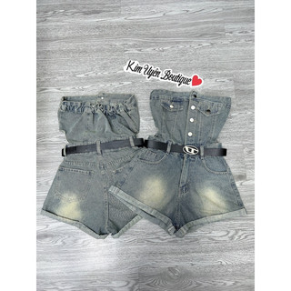 set yếm jeans 5nút màu dơ bụi( ko kèm đai)