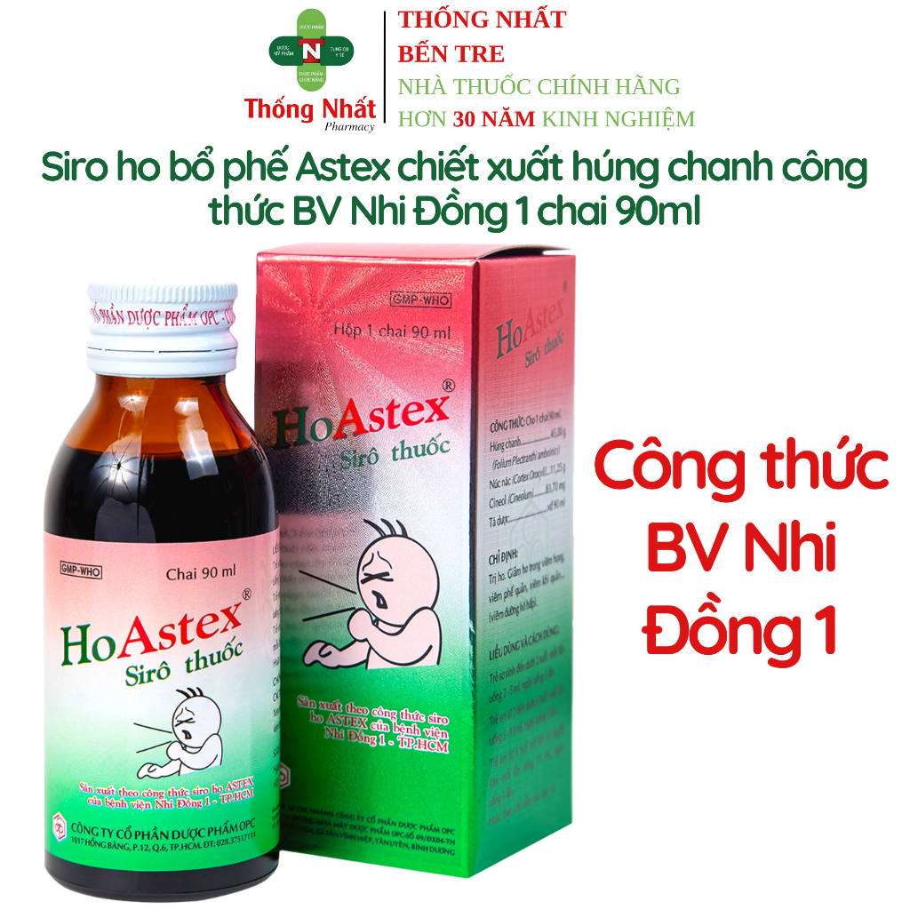 Siro ho bổ phế Astex chiết xuất húng chanh công thức BV Nhi Đồng 1 chai 90ml