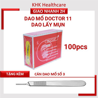Hộp 100 dao mổ doctor số 11 tặng kèm cán dao mổ số 3