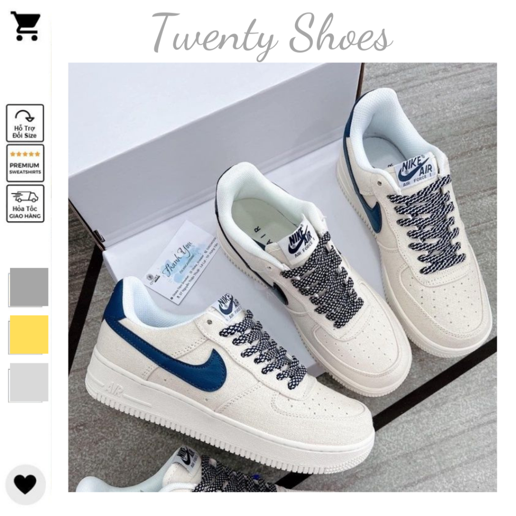 Giày Nike_Canvas Navy Vệt Xanh Than, Giày AF1 Nam Nữ Hàng Cao Cấp Full Bill Box