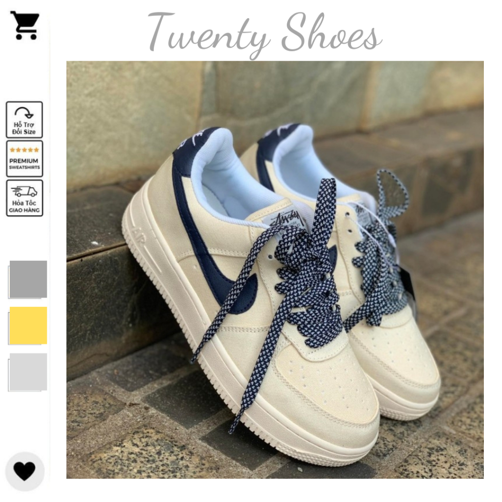 Giày Nike_Canvas Navy Vệt Xanh Than, Giày AF1 Nam Nữ Hàng Cao Cấp Full Bill Box