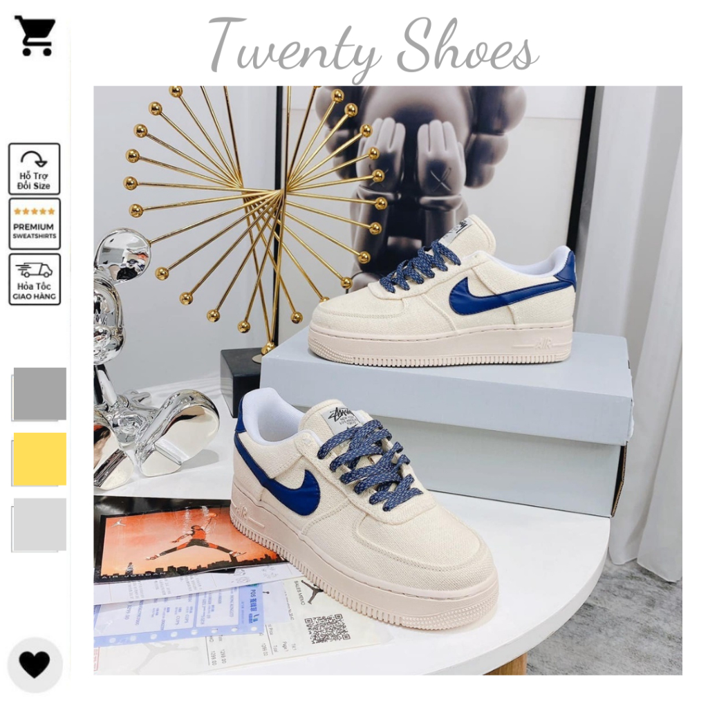 Giày Nike_Canvas Navy Vệt Xanh Than, Giày AF1 Nam Nữ Hàng Cao Cấp Full Bill Box