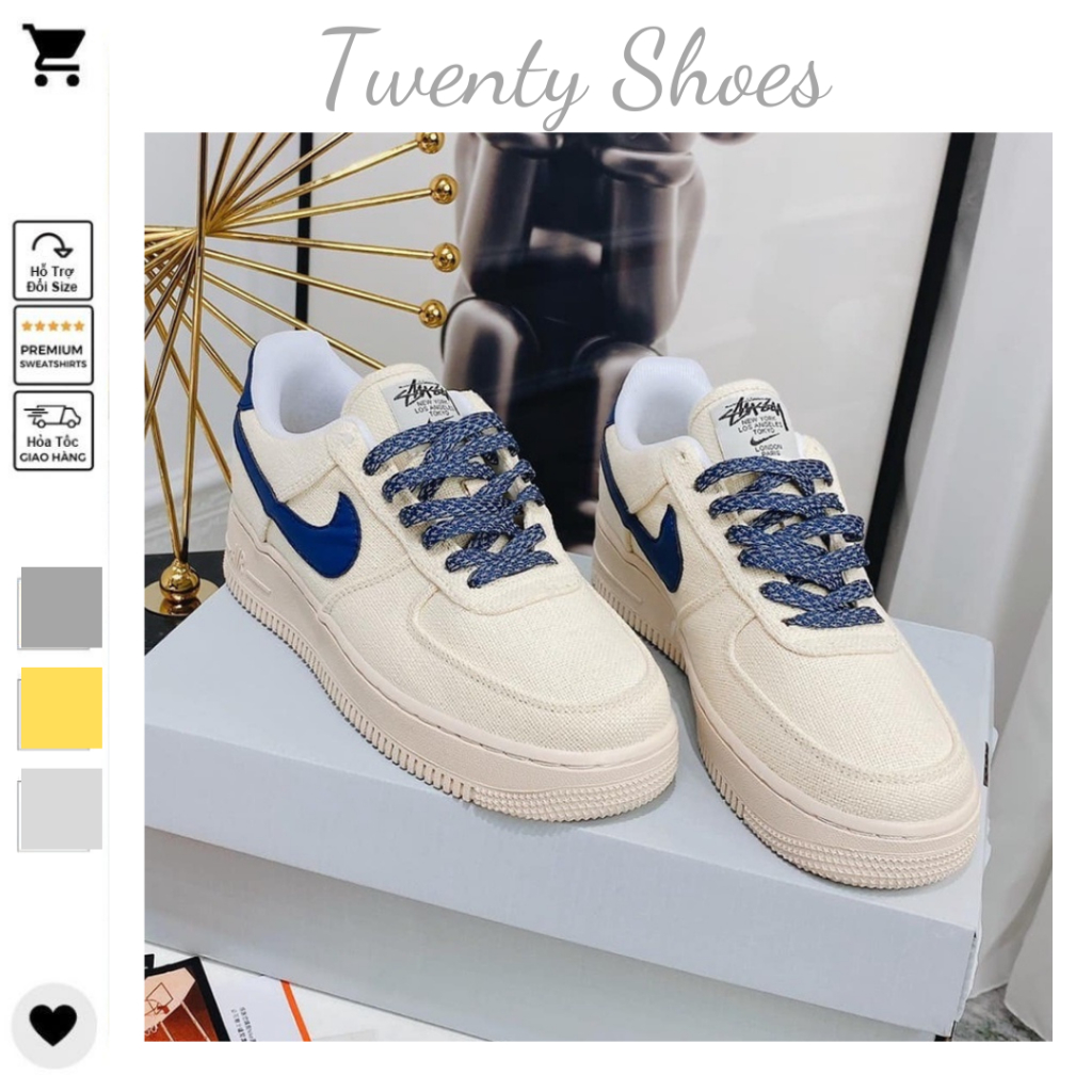 Giày Nike_Canvas Navy Vệt Xanh Than, Giày AF1 Nam Nữ Hàng Cao Cấp Full Bill Box