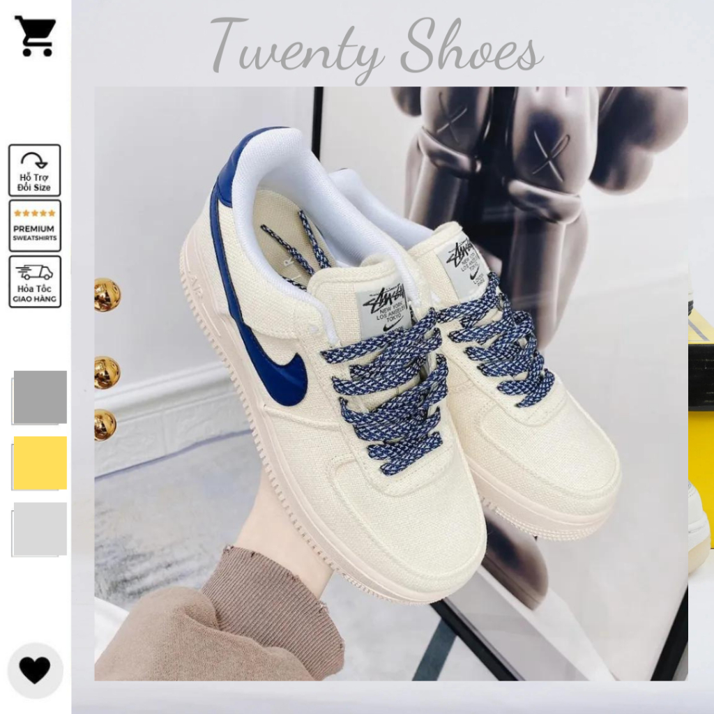 Giày Nike_Canvas Navy Vệt Xanh Than, Giày AF1 Nam Nữ Hàng Cao Cấp Full Bill Box