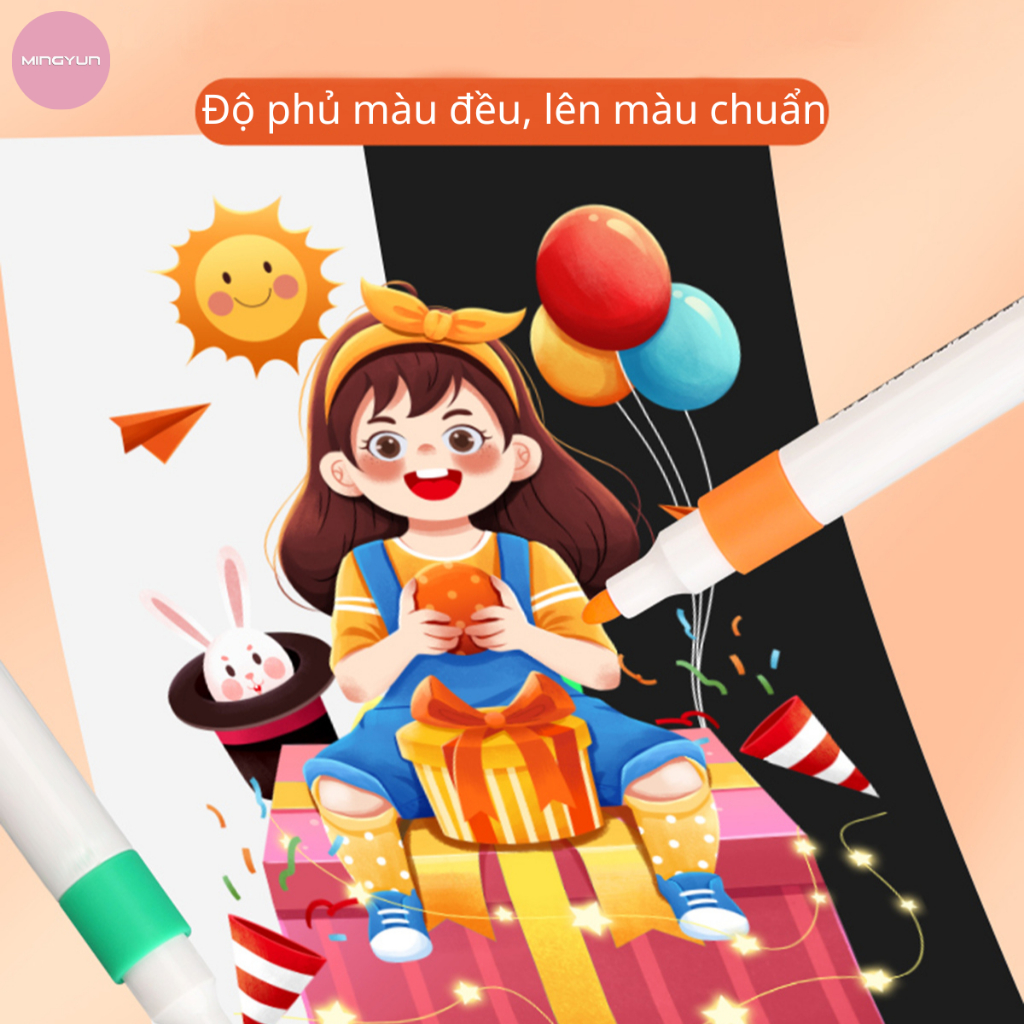 Bút Màu Acrylic Marker 12/24/36/48/60 Màu Cao Cấp - Vẽ Lên Nhiều Chất Liệu