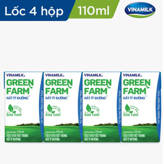 Lốc 4 hộp 110ml Sữa Tươi Tiệt Trùng Vinamilk Green Farm có đường/ rất ít đường