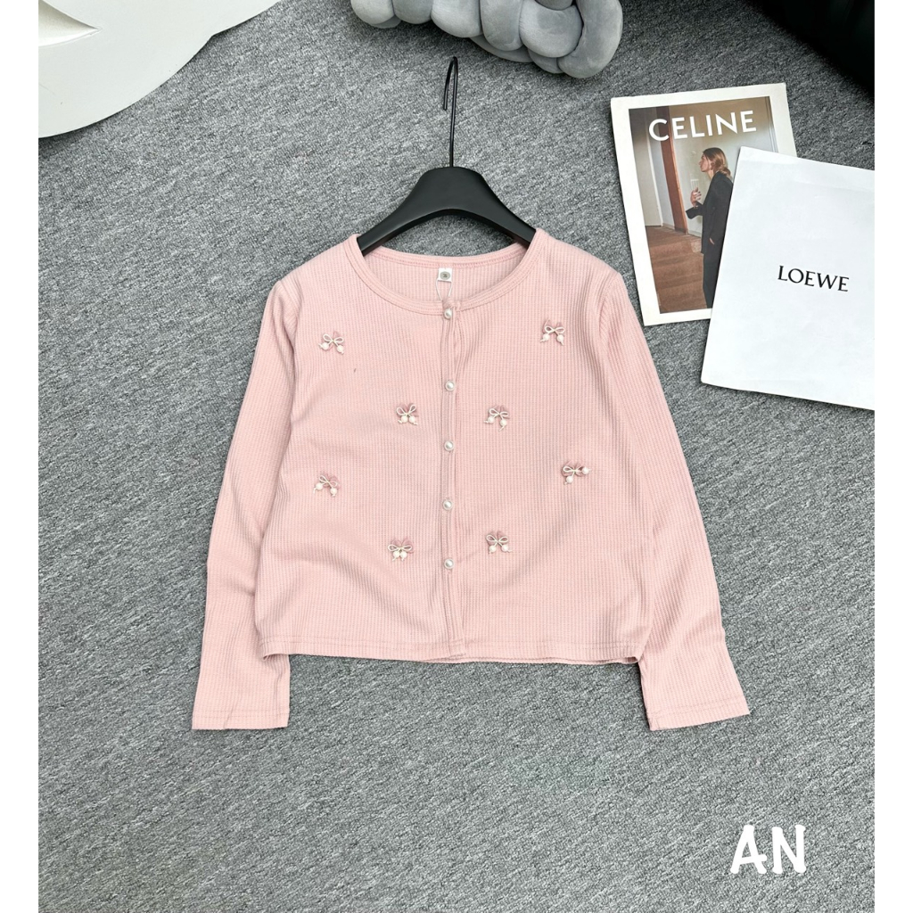 Áo cardigan crotop đính nơ hàng QCL1