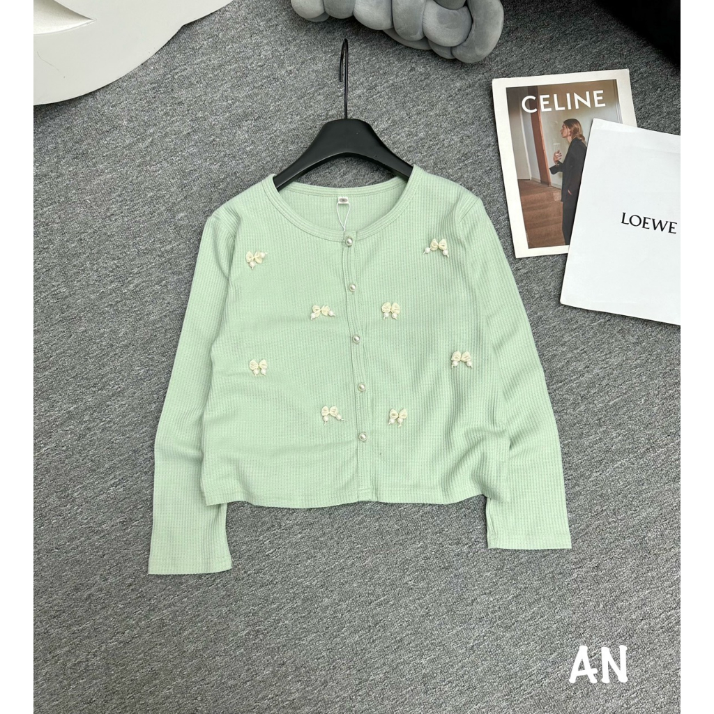 Áo cardigan crotop đính nơ hàng QCL1
