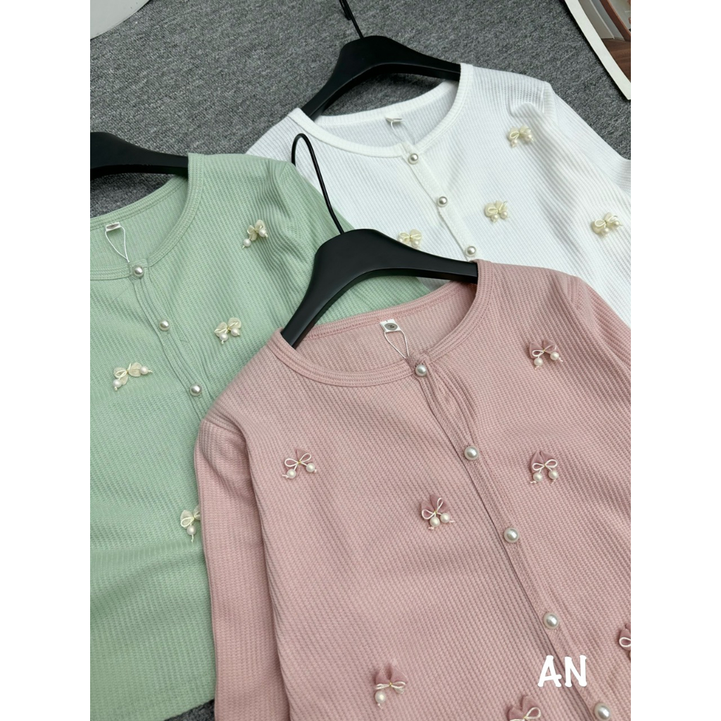 Áo cardigan crotop đính nơ hàng QCL1