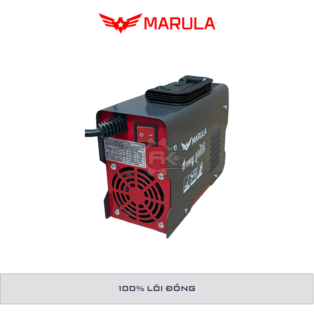 Máy hàn điện tử MARULA MMA200 dùng cho gia đình nhỏ gọn tiện lợi dễ sử dụng sử dụng que hàn từ 1.6 đến 3.2 li