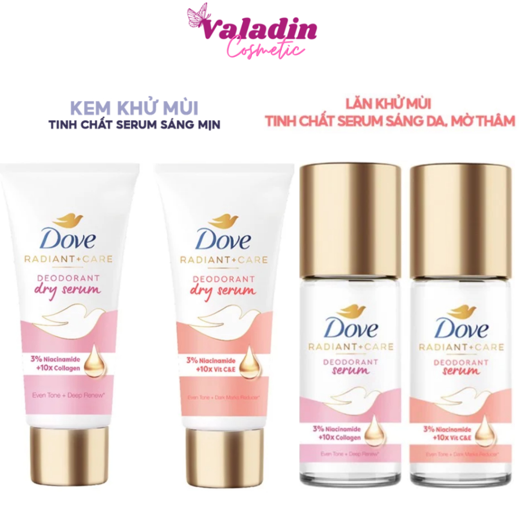 Kem khử mùi Dove tinh chất serum dưỡng trắng da kem ngăn mùi khô thoáng 40ml Lăn DOVE - Radiant+Care 45ml