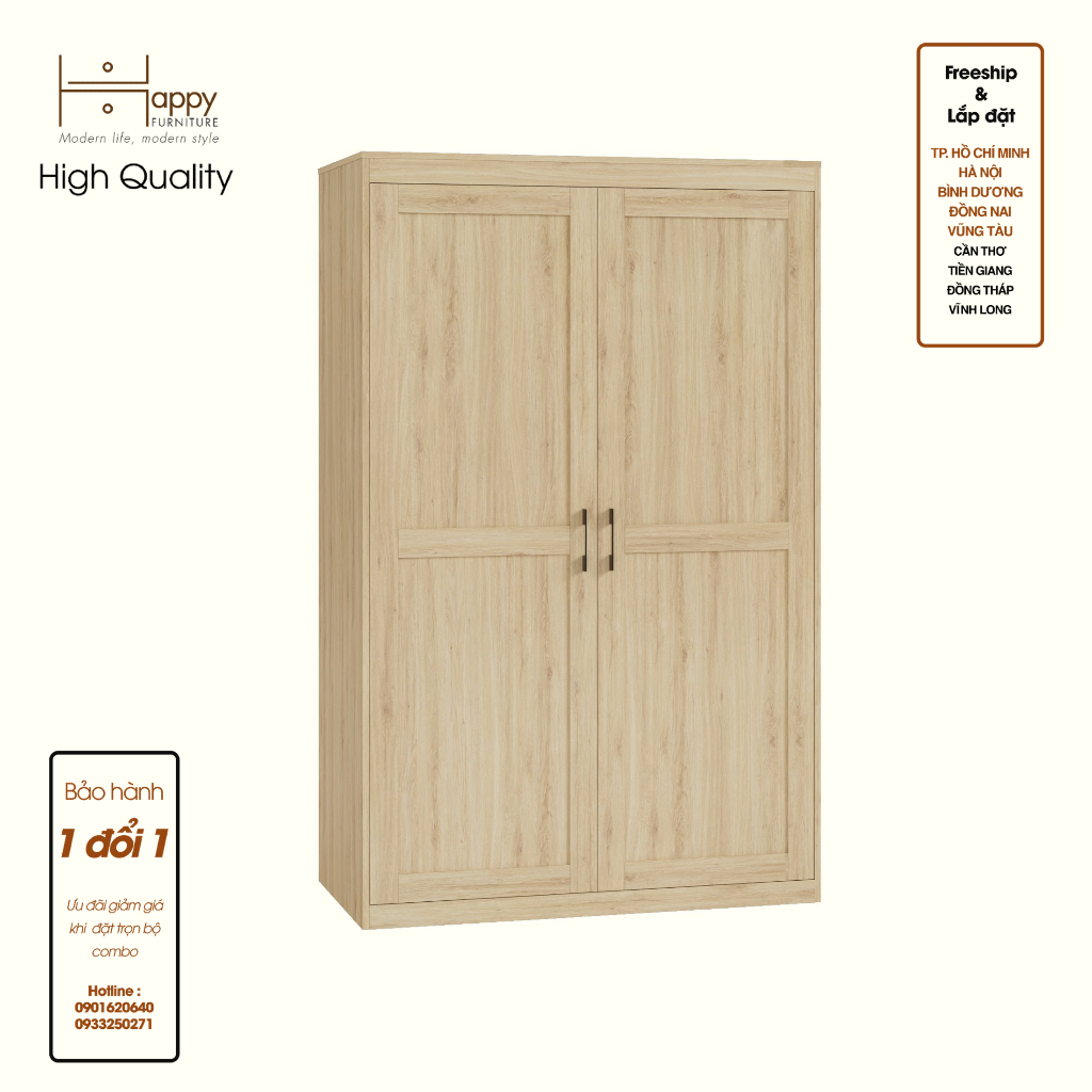 SCANDINA, Tủ quần áo 2 cánh mở , 120cm x 59cm x 190cm ( DxRxC), TCM_097