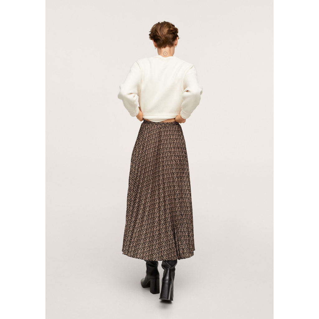 Mango Đức - Chân váy dài midi xếp ly logo Mango nâu sale auth new tag cao cấp chính hãng có sẵn 17067750