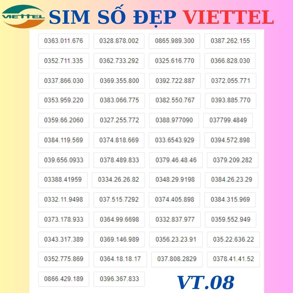 Sim viettel Đẹp,Sim Trả Trước Nguyên Kít,Đăng Ký Thông Tin Chính Chủ.