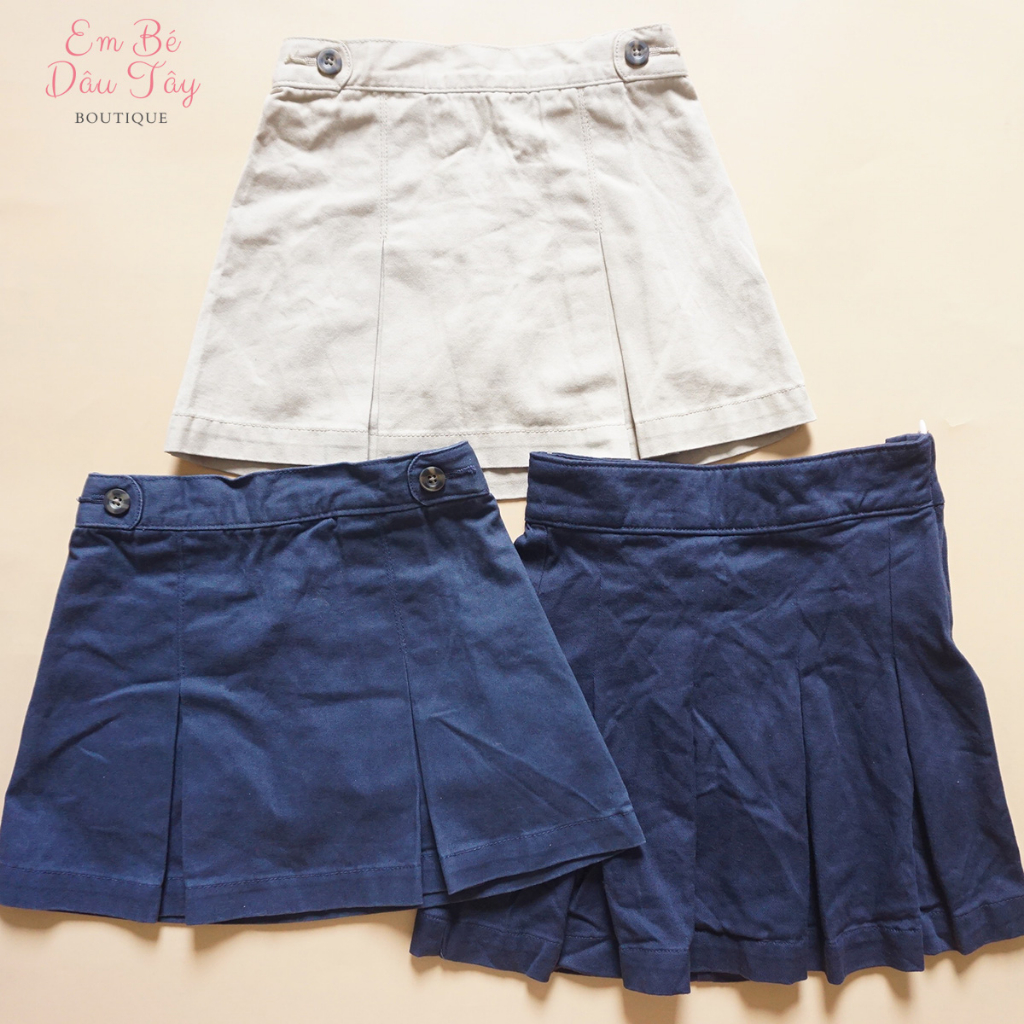 Chân váy đồng phục bé gái 13-15kg VNXK màu be, xanh | Chân váy kaki bé gái mẫu giáo 2-5 tuổi ON xuất khẩu dư xịn