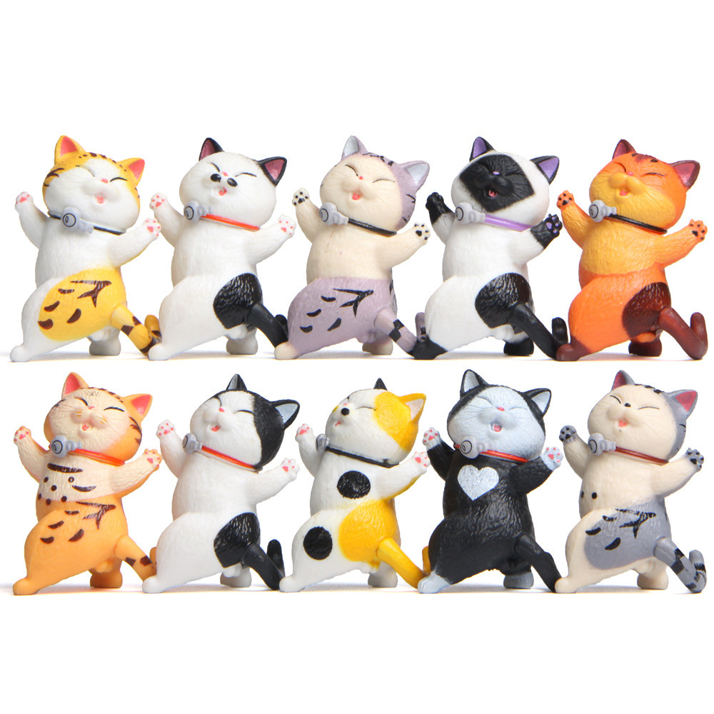 Mô Hình 10 Mèo Đứng Dơ Tay Để Bàn, Trang Trí Góc Họ Tập, Góc Làm Việc, Decor Nhà