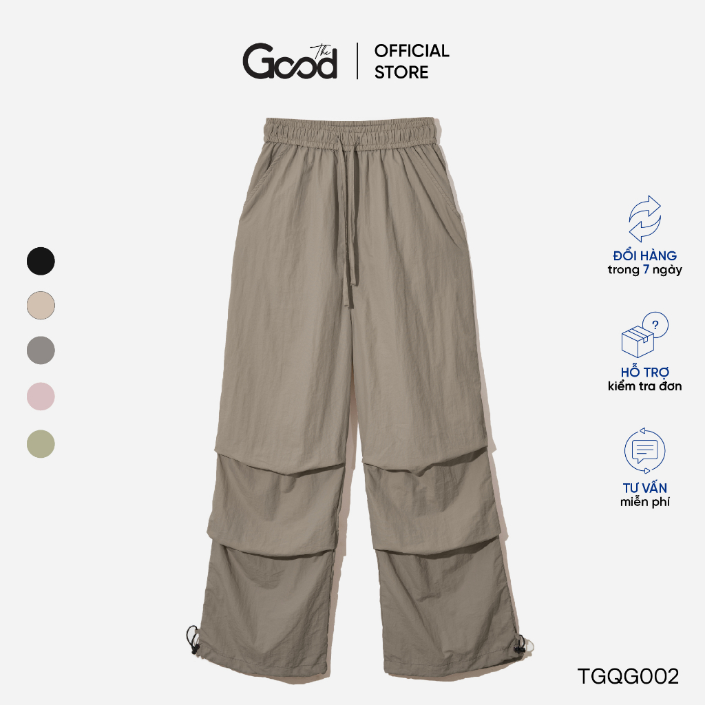 [Mã FATREND2810 giảm đến 30k tối đa 99k] Quần Ống Rộng Baggy Cargo THE GOOD, Quần Jogger Nữ Vải Gió Cạp Chun Rút Dây