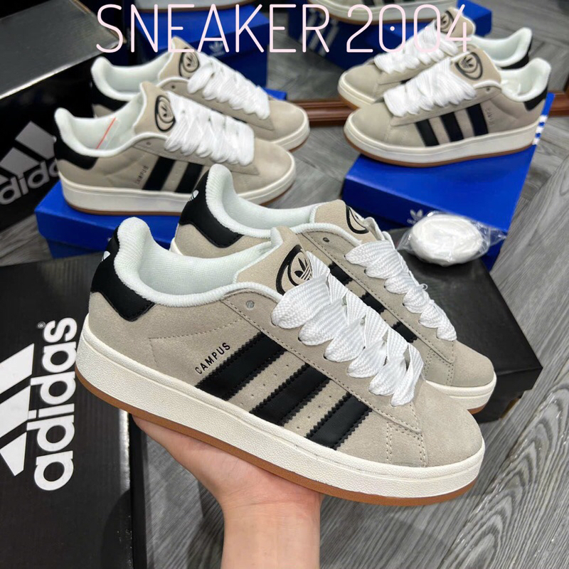 Giày Thể Thao Adidas Campus 'Black White Gum' HQ8708 Campus Đen Sọc Trắng Đế Vàng