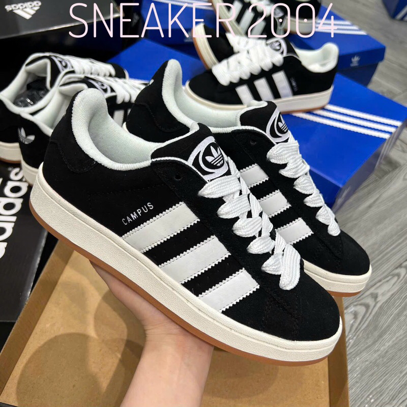 Giày Thể Thao Adidas Campus 'Black White Gum' HQ8708 Campus Đen Sọc Trắng Đế Vàng