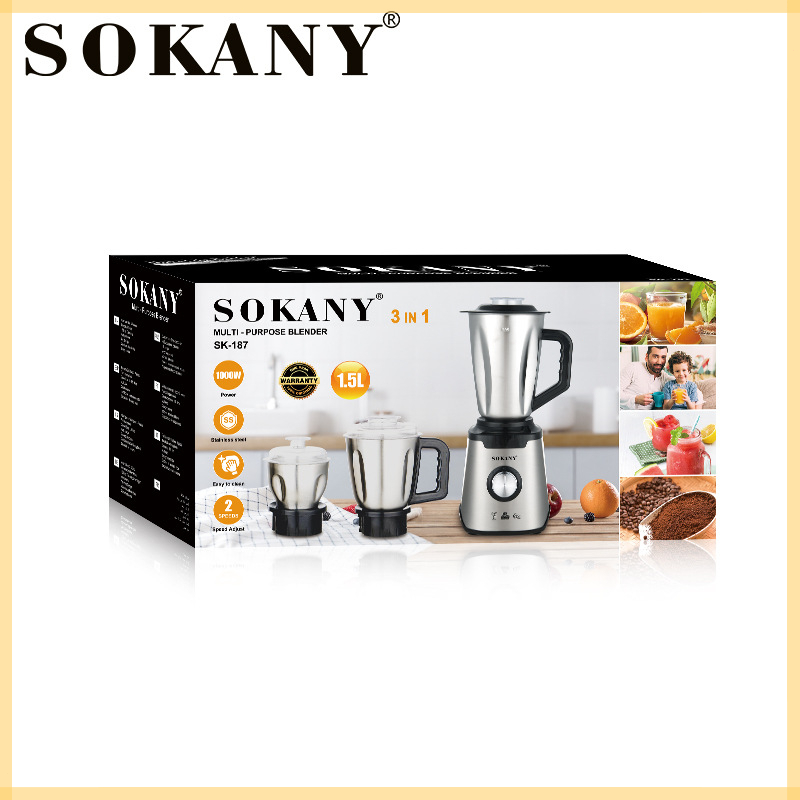 Máy Xay Sinh Tố Đa Năng SOKANY 187  Máy Xay Thịt Gia Dụng, Hai Cối Xay Tiện Lợi