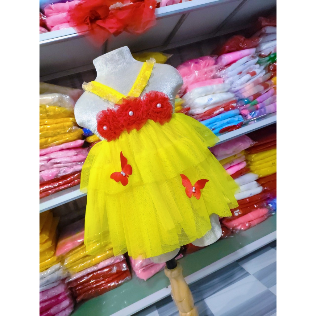 Áo đầm bé gái, váy cho bé gái, Váy công chúa cầu vòng phối nơ cho bé, đầm cầu vồng cho bé gái