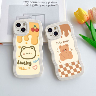 Ốp lưng iphone viền sóng bảo vệ cam Gấu luckky nâu Dành Cho iphone 15 14 13promax/12/Xs/11/7/6/8/Plus/Mini/ProMax sm1503