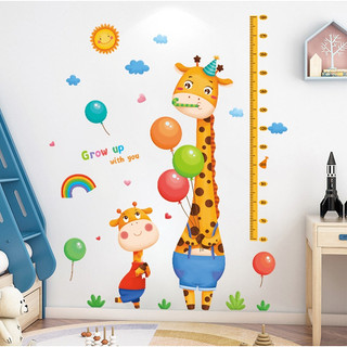 Decal dán tường thước đo thú xinh
