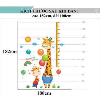 Decal dán tường thước đo thú xinh