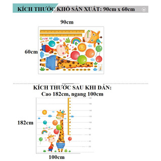 Decal dán tường thước đo thú xinh