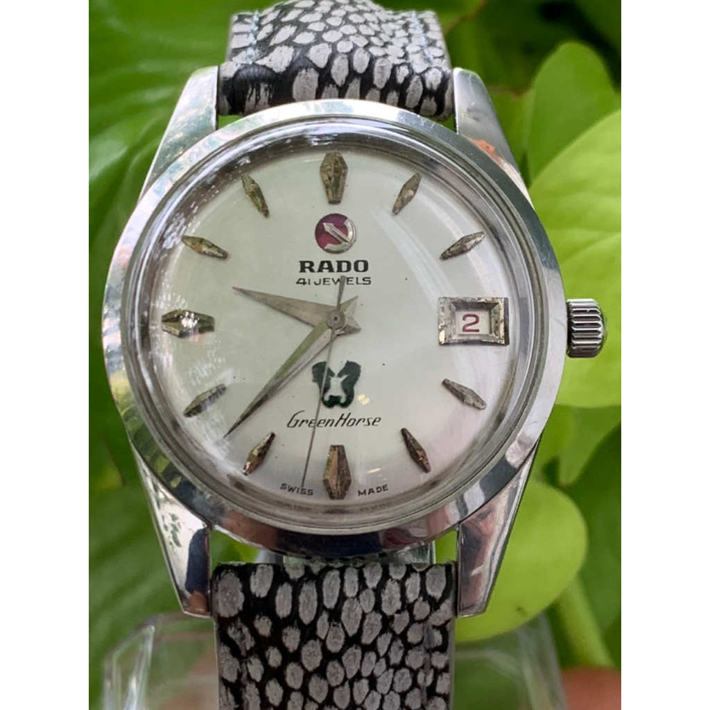 Đồng hồ nam Rado Cá ngựa, automatic 41 jewels, có ô cửa lịch, dây da của Thụy