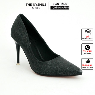 Giày sandal cao gót nữ bít mũi 9P gót nhọn ánh nhũ sang chảnh - The NySmile LOLEM