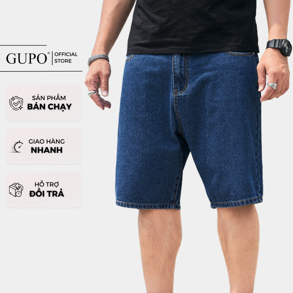 Quần short jean nam bigsize GUPO quần short nam quần jean nam cao cấp 140-110kg