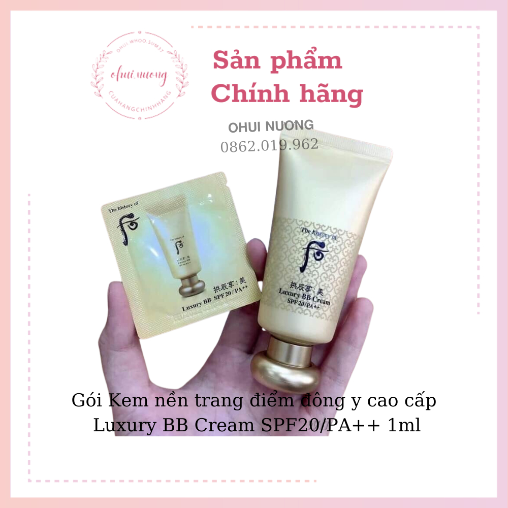 Gói Kem nền trang điểm BB Whoo vàng đông y cao cấp Luxury BB Cream SPF20/PA++ 1ml_ohuinuong