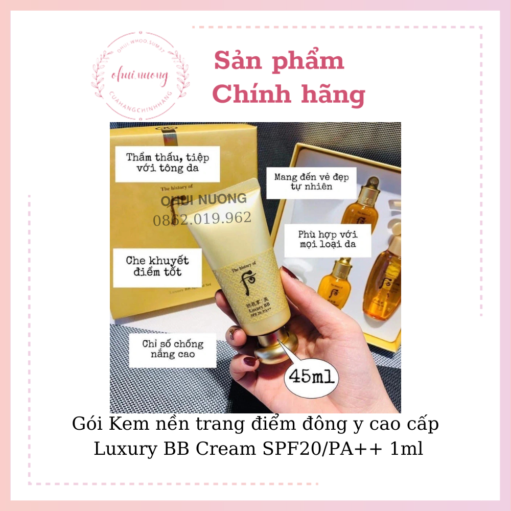 Gói Kem nền trang điểm BB Whoo vàng đông y cao cấp Luxury BB Cream SPF20/PA++ 1ml_ohuinuong