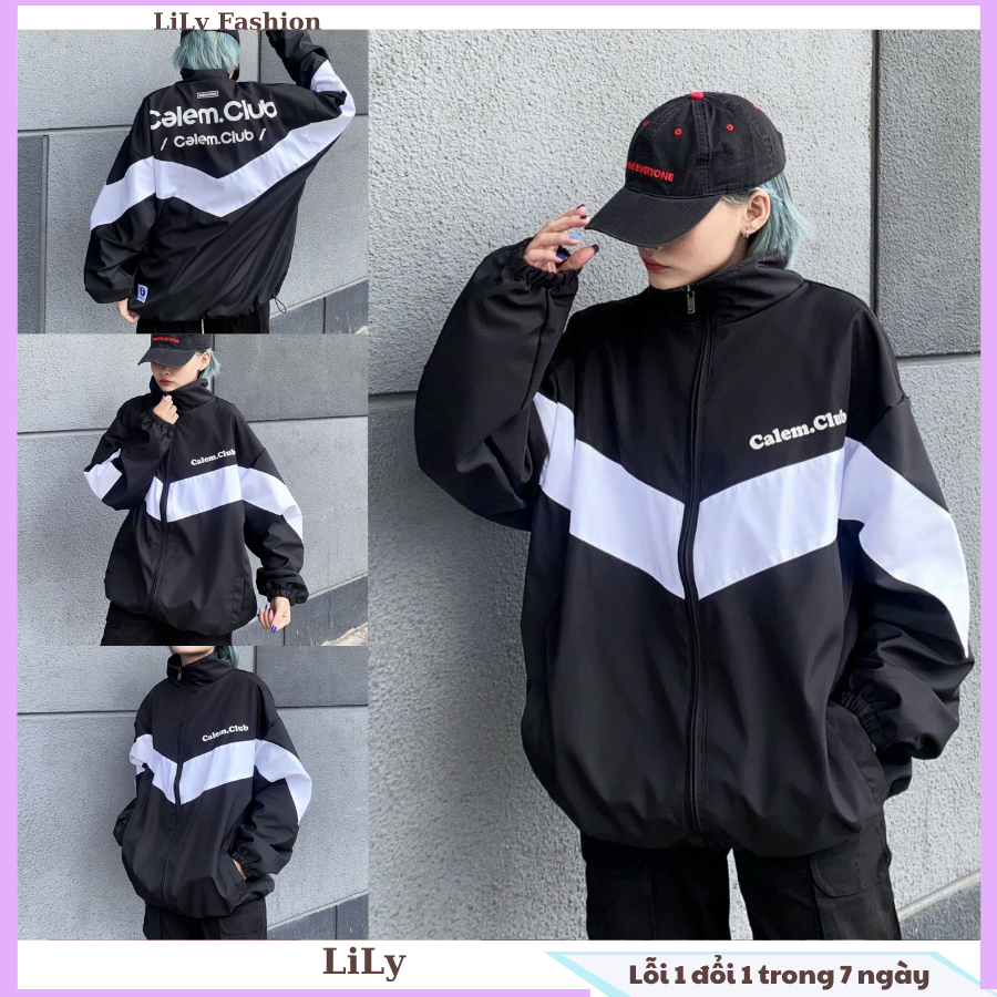 Áo khoác Bomber dù Nam Nữ cổ bẻ in chữ ca.lem.club Unisex Ulzzang, áo khoác 2 lớp lên form chuẩn đẹp rộng dãi