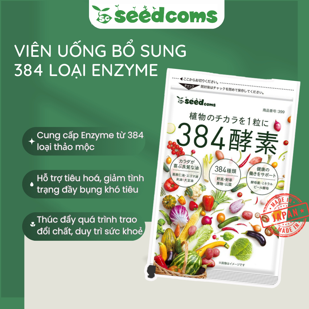 Viên uống Seedcoms bổ sung 384 loại Enzyme giúp hỗ trợ giảm cân và làm đẹp da mịn màng 30 ngày