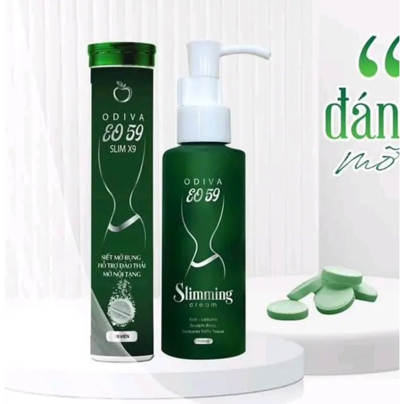 Combo viên sủi giảm cân eo 59 slimx9 _ kem tan mỡ bụng đẹp dáng, hổ trợ kiểm soát cân nặng