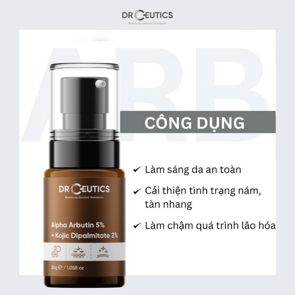 Serum DrCeutics Alpha Arbutin 5% -Kojic Dipalmitate 2% Cải Thiện Thâm Nám