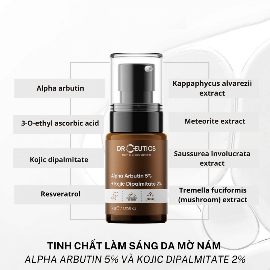 Serum DrCeutics Alpha Arbutin 5% -Kojic Dipalmitate 2% Cải Thiện Thâm Nám