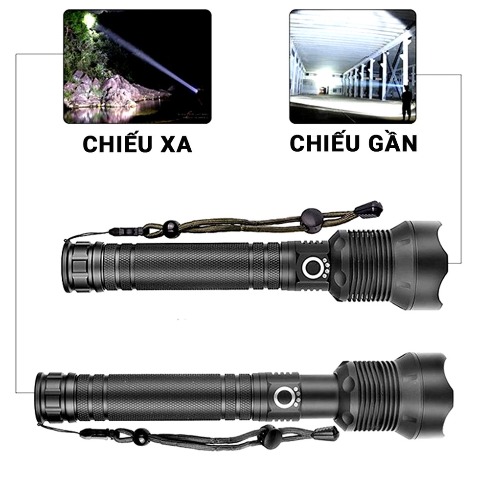 Đèn Pin Siêu Sáng Cầm Tay P70 – KAW Chiếu Xa Lên Đến 200-300m Chip XHP70 Chất Liệu Hợp Kim Nhôm Chắc Chắn