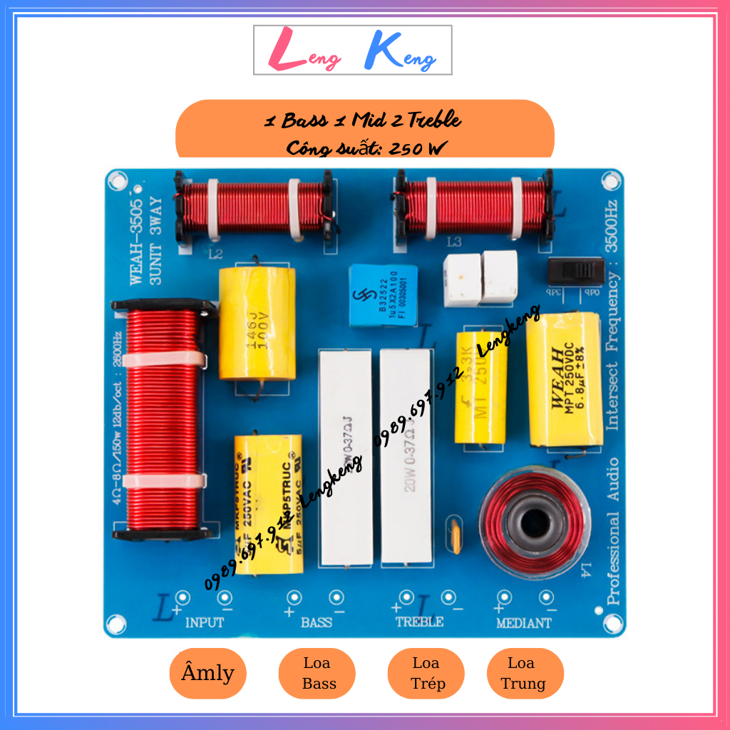 [Giá 2 mạch] Mạch phân tần 3 đường tiếng WEAH-3505 | Phân tần 3 loa nhập khẩu cao cấp | Phân tần 3 đường tiếng