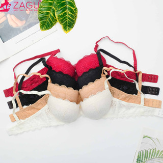Áo Ngực Phối Ren, Mút Vừa, Đệm Nhét Ngực Tháo Rời, ZAGU 5104 Chuẩn Hàng Thương Hiệu