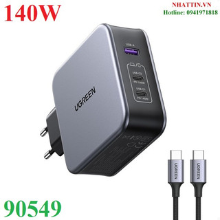 Củ sạc nhanh nexode 140w gan pd3.1, 2 usb type-c và 1 usb type-a ugreen 90549 phân phối chính hãng
